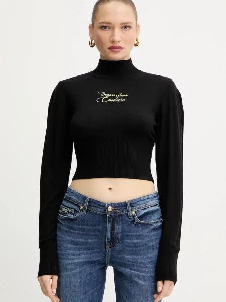 Versace Jeans Couture pulover din amestec de lână light cu turtleneck negru