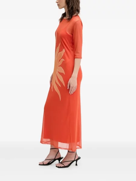 Rochie maxi Never Fully Dressed cu imagine plasă de costum portocaliu