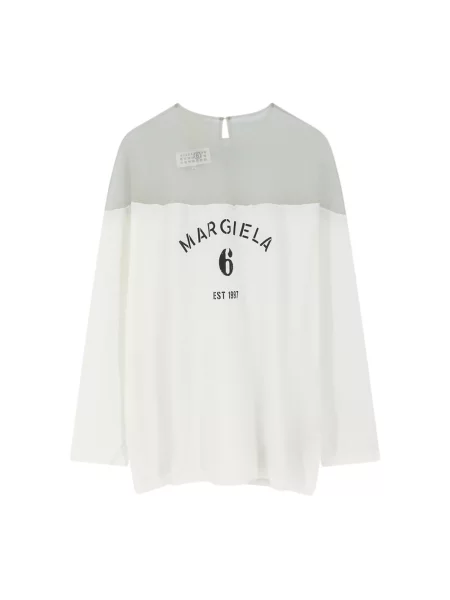 Sweter Mm6 Maison Margiela z dżerseju z logo biały