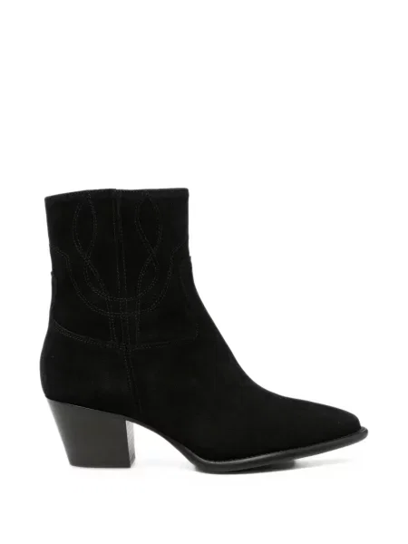 Botine Anna F. din piele de căprioară negru