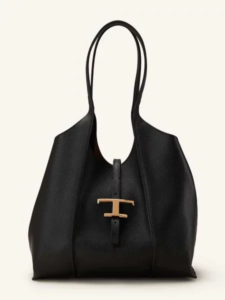 Tod's Torba Shopper T Timeless Medium Z Saszetką schwarz czarna