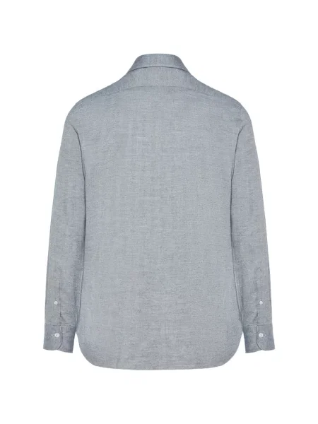 Lung cămașă Barba cu model herringbone albastru