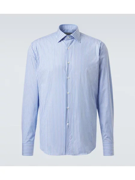 Srajca Canali s črtami poplin modra