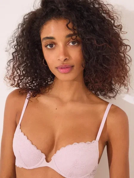 Сутиен women'secret от дантела с изчистен дизайн розово