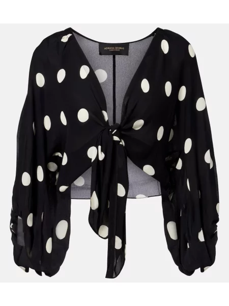 Top Adriana Degreas w grochy o krotszym kroju czarny