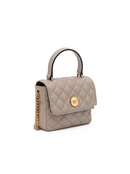 Torebka crossbody Versace skórzana pikowana beżowa