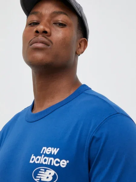 Тениска New Balance с принт синьо