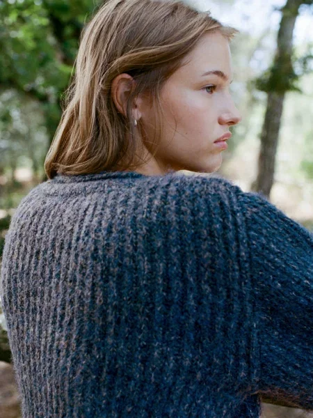 Sweter prążkowany melanżowy Teen S MANGO TEEN niebieski