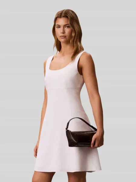 Calvin Klein torebka bagietka z imitacji skóry brązowa