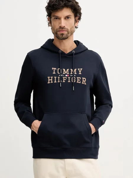 Geacă Tommy Hilfiger cu glugă albastru