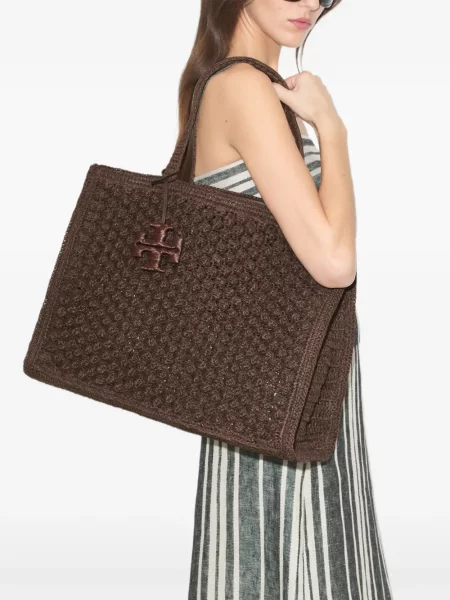 Geantă shopper Tory Burch maro