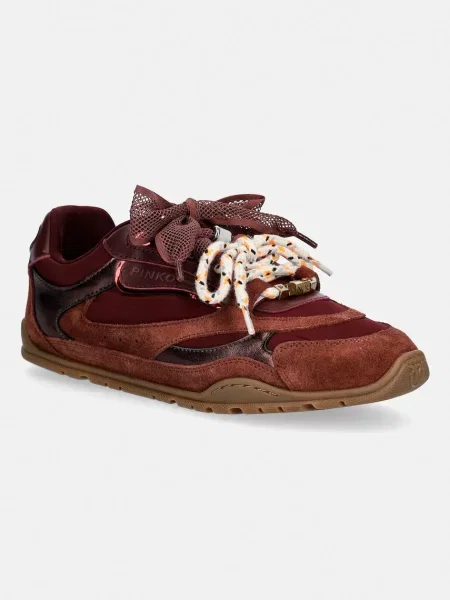 Pinko Sneakers YULIA 01 | piele întoarsă bordo