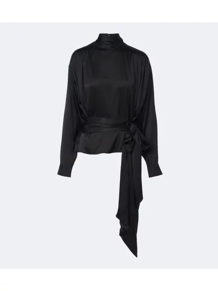 Bluză Balmain cu funde din satin negru