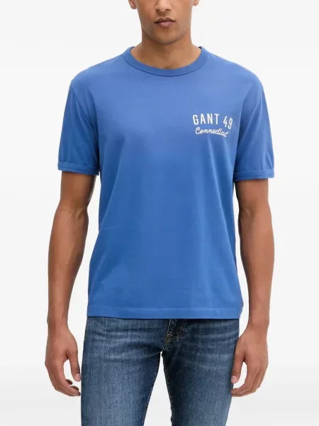 Tricou Gant cu imagine cu decolteu rotund albastru