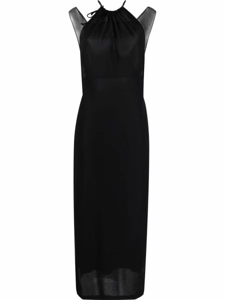 Rochie Alberta Ferretti de mătase cu gât halter negru