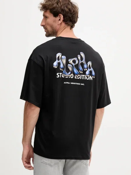 Тениска Alpha Industries с принт черно