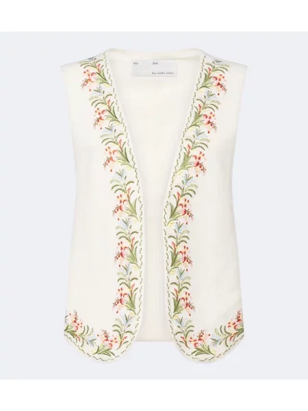 Vestă Xu Zhi cu broderie de in alb