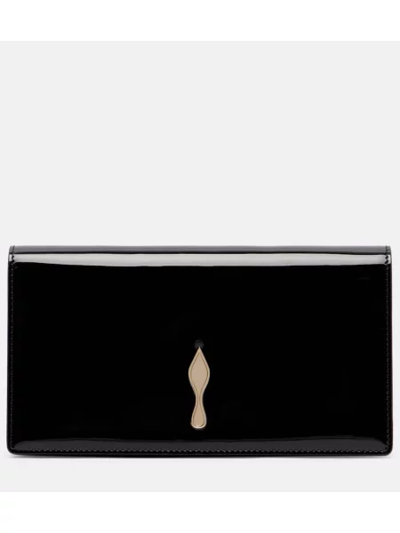 Usnjena lakirana pisemska torbica Christian Louboutin črna