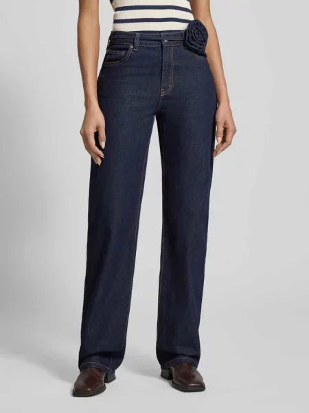 Jeansy o kroju straight fit z Mieszanka bawełny Model ALLISON' Vero Moda granatowe