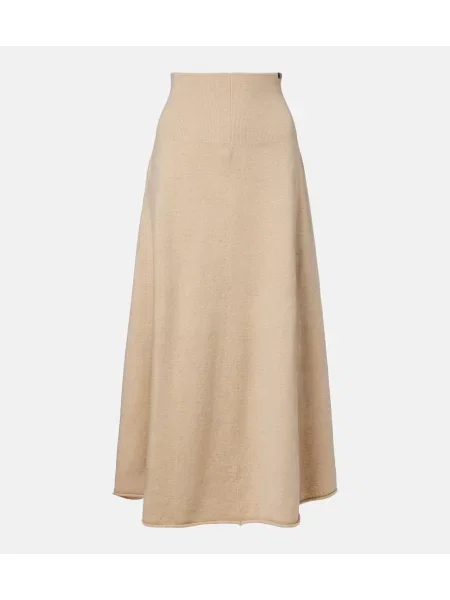 Fusta maxi Extreme Cashmere din cașmir bej
