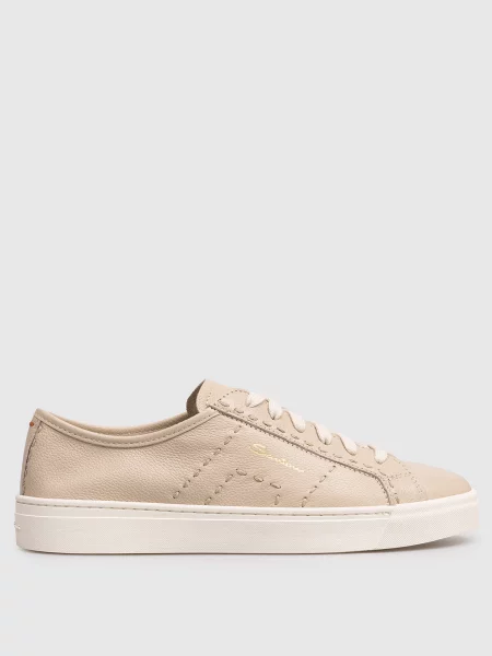 Кожаные кеды Santoni с принтом бежевые