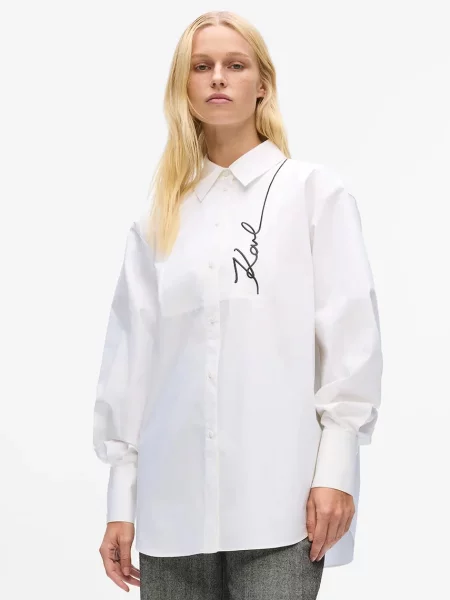 Karl Lagerfeld cămașă cu guler clasic relaxed alb