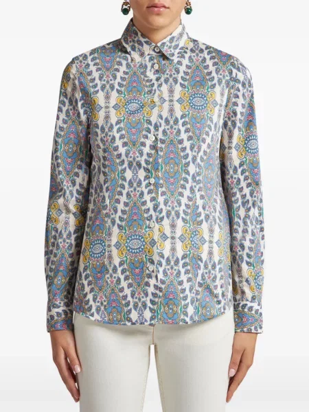 Cămașă Etro cu imagine cu model paisley alb