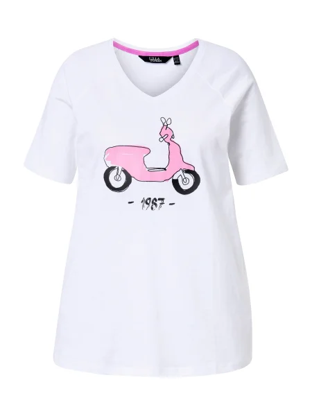 Ulla Popken Tricou roz / negru alb