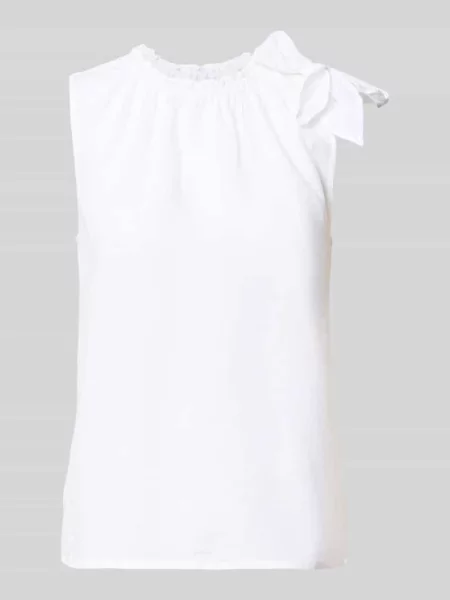 Bluzka o kroju regular fit z mieszanki z dodatkiem lnu Christian Berg Woman biała
