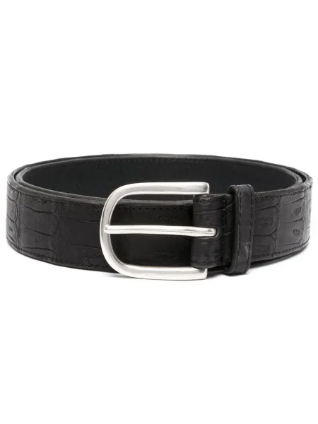 Curea Orciani din piele cu imprimeu animal print negru