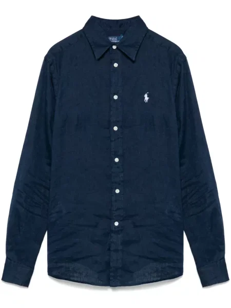 Siuvinėta ilgas polo marškinėliai Polo Ralph Lauren mėlyna