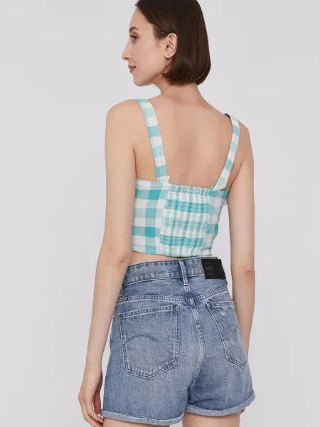 Halenka Pepe Jeans VALENTINA tyrkysová károvaná