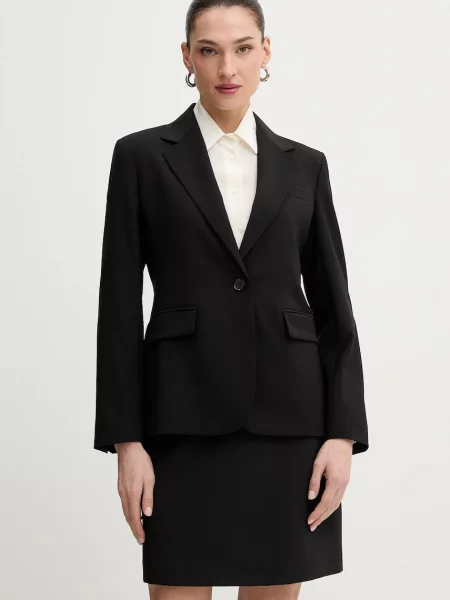 Weekend Max Mara geacă de lână LAMINE un singur rând de uni negru