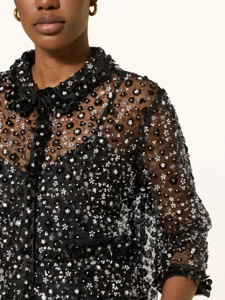 Maje Zestaw: Koszula Z Siateczki Z Ozdobnymi Perełkami I Top schwarz czarna