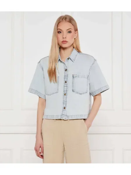 Guess Jeans De blugi cămașă | Relaxed fit albastru