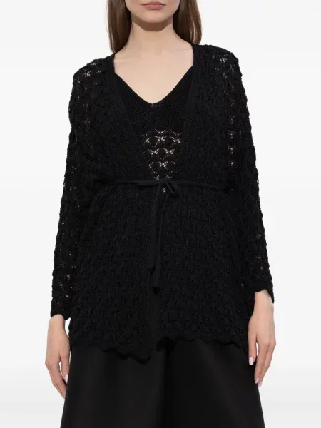 Dzianinowy kardigan Akep wiązany czarny