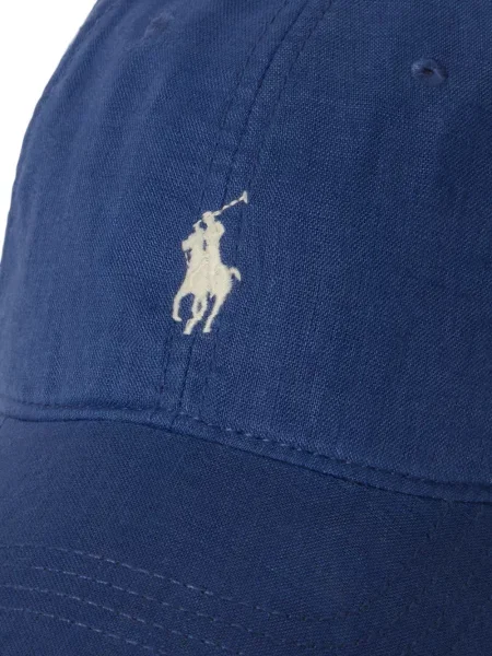 Șapcă Polo Ralph Lauren cu decolteu în V cu autograf în carouri albastru