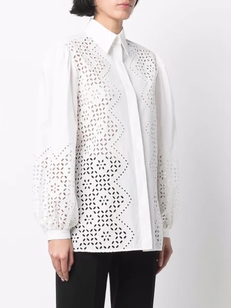 Lung cămașă Alberta Ferretti cu broderie alb