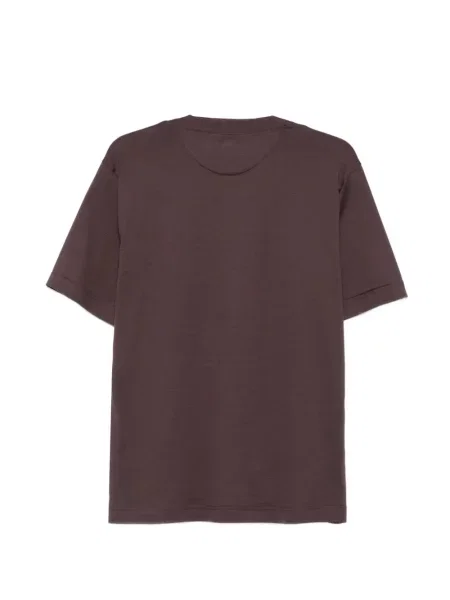 Tricou Eleventy cu broderie maro
