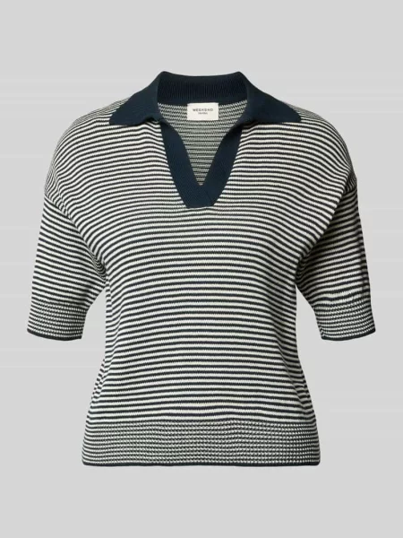 Koszulka z dzianiny o kroju regular fit z czystej bawełny model ALBERO' Weekend Max Mara granatowa