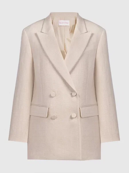 Двобортний жакет з льону Valentino бежевий