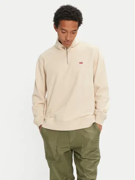 LEVI'S ® Mikina Original Housemark Quarter-Zip Pullover krémová béžová