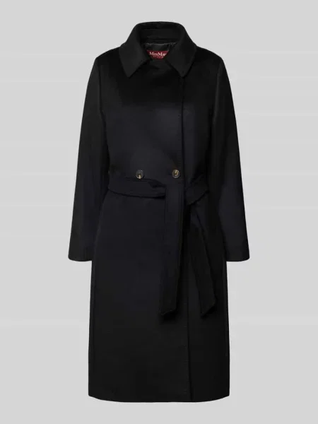 Prosty płaszcz z czystej żywej wełny model BCOLLAG' Max Mara Studio czarny