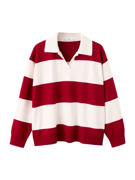 MANGO Pulover POLOTUS roșu alb