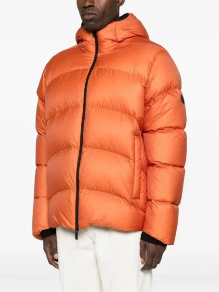 Geacă Moncler cu glugă portocaliu