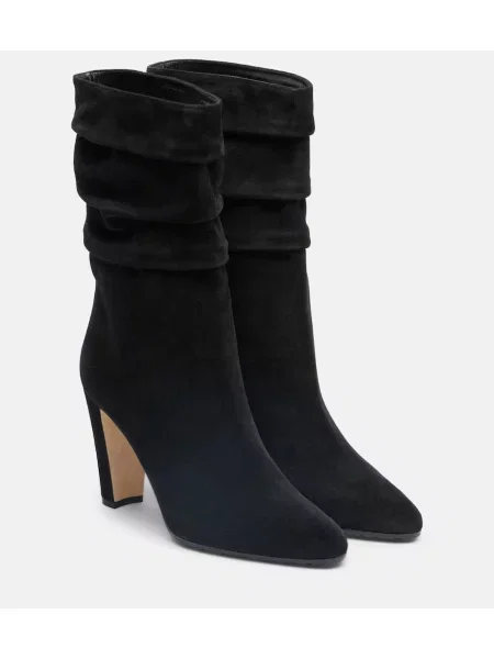 Semišové kotníkové boty Manolo Blahnik černé