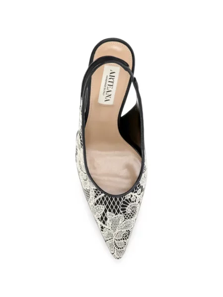 Pantofi cu toc Arteana din dantelă slingback negru