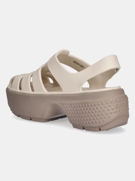 Босоножки Crocs на платформе бежевые