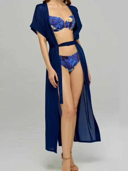 Женский пляжный халат синій