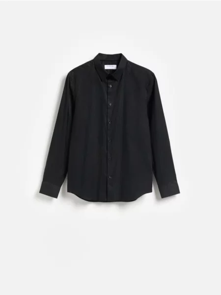Reserved Koszula slim fit z bawełną czarny